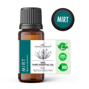 100% naturalny olejek eteryczny z mirtu – świeży, ziołowo-drzewny zapach wspierający oddech, emocjonalną równowagę i pielęgnację skóry
