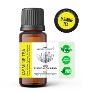Naturalna mieszanka olejków eterycznych Jasmine Tea – kompozycja relaksująca z jaśminem, mandarynką i wetiwerem, inspirowana aromatem zielonej herbaty