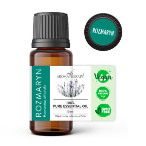 Naturalny olejek eteryczny rozmaryn AromatherapyOils, 15 ml, poprawiający pamięć i koncentrację, do aromaterapii
