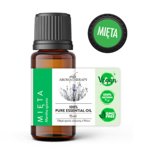 Olejek miętowy z Mentha spicata – naturalny olejek eteryczny o łagodnym, chłodzącym aromacie, wspierający koncentrację i odświeżenie powietrza.
