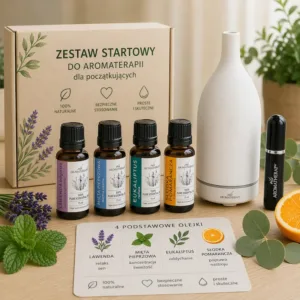 zestaw startowy olejków eterycznych dla początkujących lawenda mięta eukaliptus pomarańcza dyfuzor inhalator aromaterapia